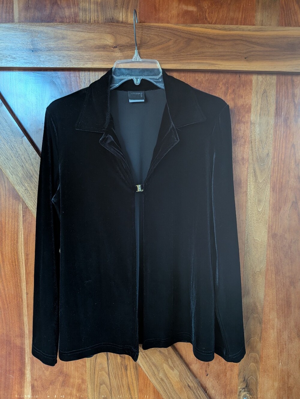 Vintage Velvet Clasp-Front Jacket - Black